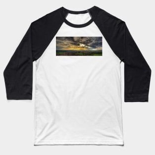 Glastonbury Tor Sunset Panoramic Baseball T-Shirt